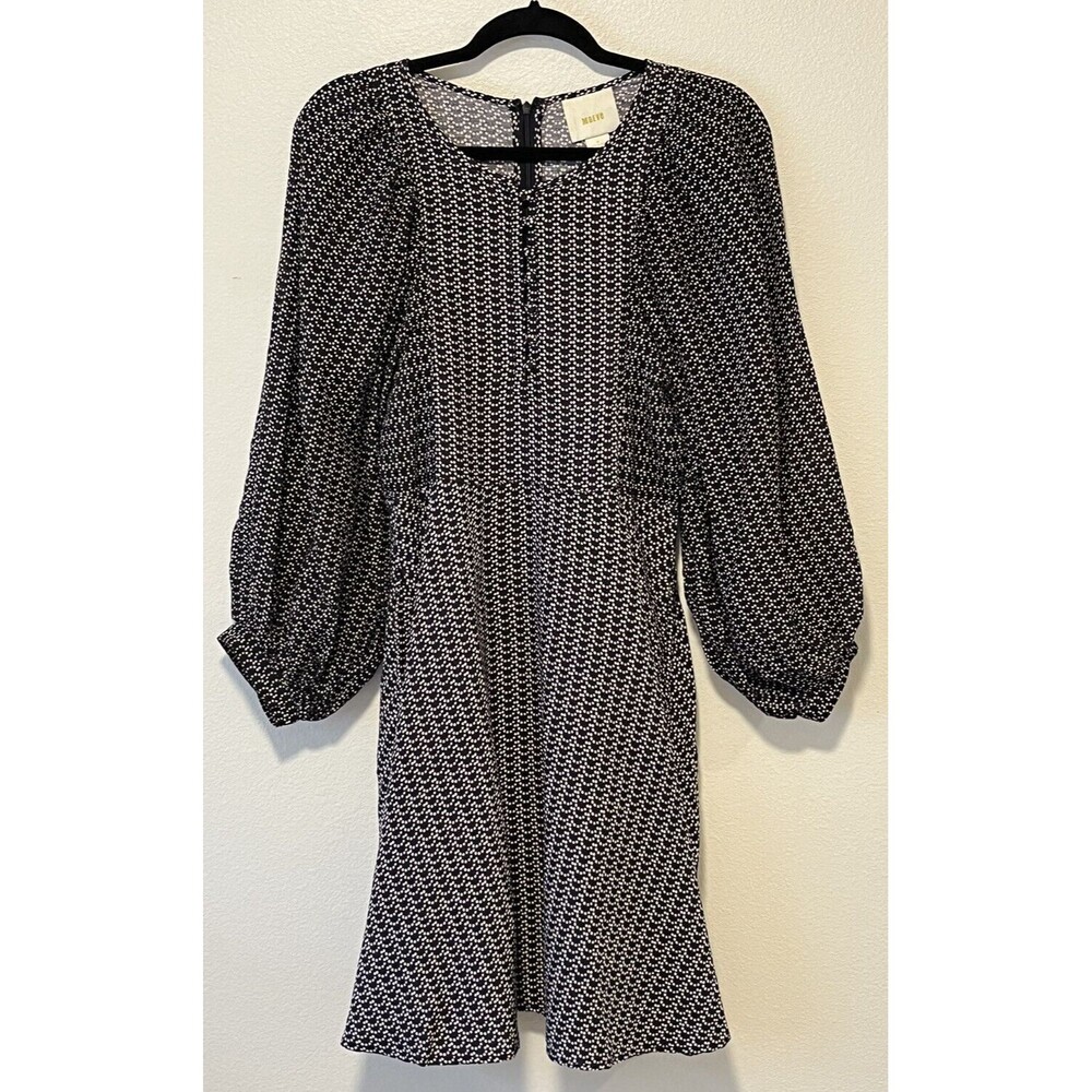Maeve Anthropologie Nilaya Navy Puffy Balloon Sleeve A Line Dress Women's Size S